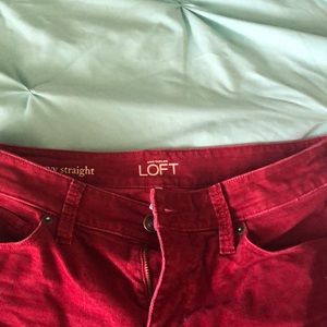 Burgundy Corduroy straight-legged pants Loft